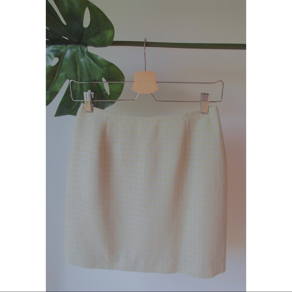 Vintage Light Green & Cream Plaid Skirt